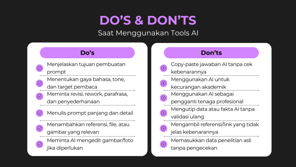 Do's & Don'ts saat menggunakan tools ai
